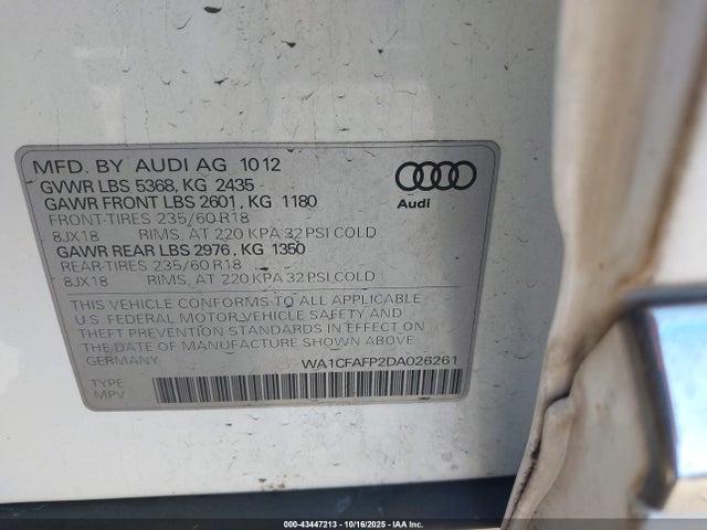 2013 AUDI Q5 WA1CFAFP2DA026261 Photo 8