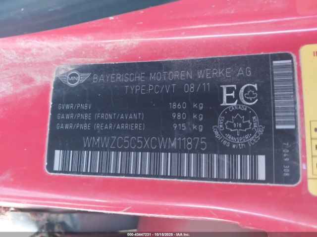 2012 MINI COOPER S COUNTRYMAN WMWZC5C5XCWM11875 Photo 8