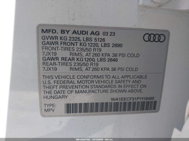 2023 AUDI Q3 WA1EECF31P1118485 Photo 8
