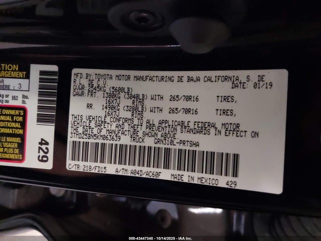 3TMDZ5BN5KM063639 Toyota Tacoma Trd Off Road
