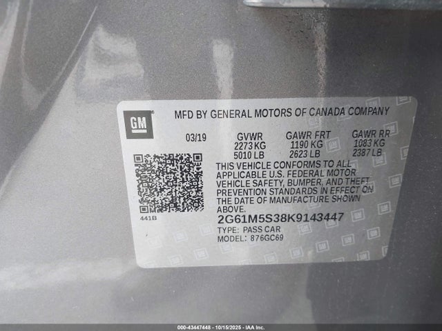 2019 CADILLAC XTS 2G61M5S38K9143447 Photo 8