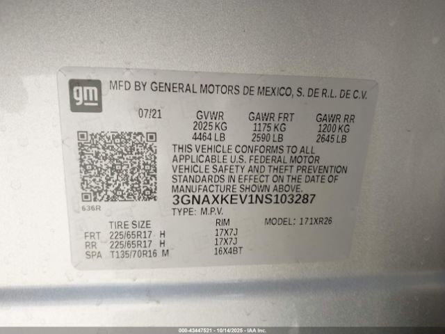 2022 CHEVROLET EQUINOX 3GNAXKEV1NS103287 Photo 8