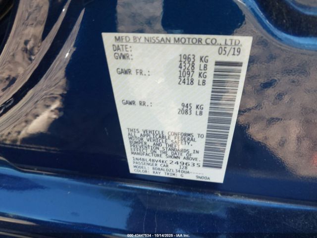 2019 NISSAN ALTIMA 1N4BL4BV4KC249635 Photo 8