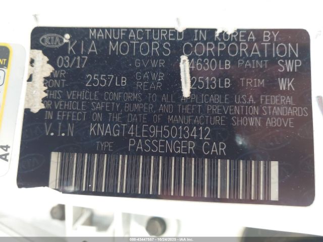 2017 KIA OPTIMA HYBRID KNAGT4LE9H5013412 Photo 8