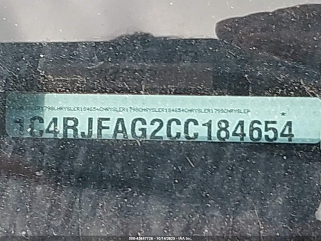 43447726 :رقم المزاد ، 1C4RJFAG2CC184654 vin ، 2012 Jeep Grand Cherokee Laredo مزاد بيع