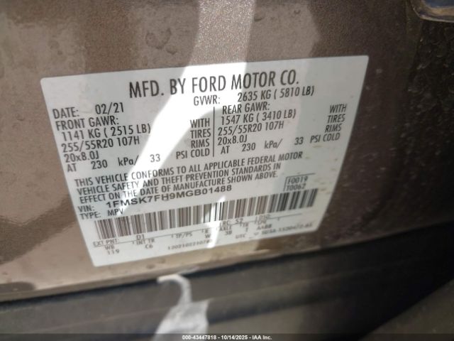 2021 FORD EXPLORER 1FMSK7FH9MGB01488 Photo 8