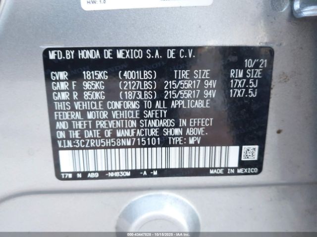 2022 HONDA HR-V 3CZRU5H58NM715101 Photo 8