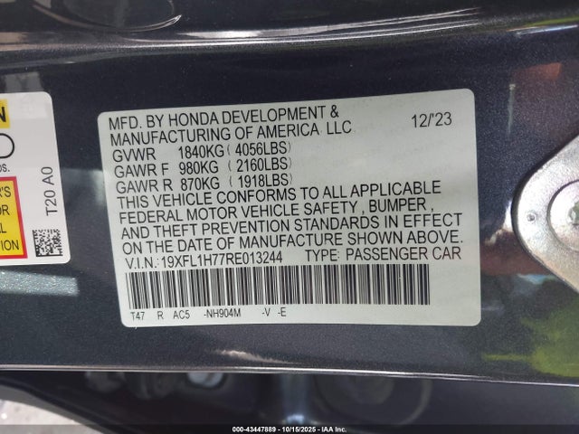 19XFL1H77RE013244 Honda l15b7
