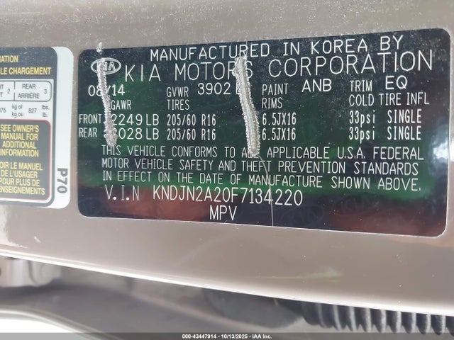 KNDJN2A20F7134220 KIA dohc gdi gamma