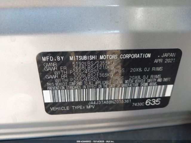 2022 MITSUBISHI OUTLANDER JA4J3TA88NZ015361 Photo 8