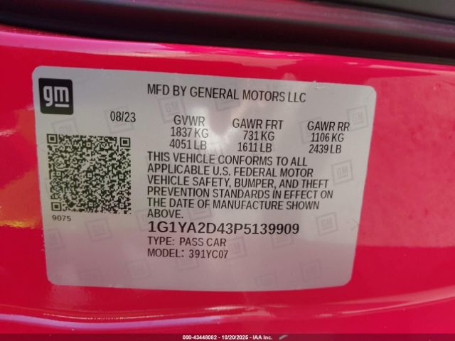 2023 CHEVROLET CORVETTE STINGRAY 1G1YA2D43P5139909 Photo 8