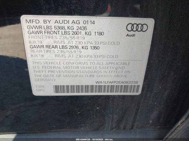 2014 AUDI Q5 WA1LFAFP2EA082038 Photo 8