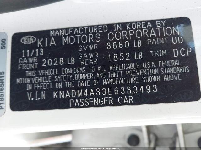 KIA RIO LX 2014 KNADM4A33E6333493 Image 9