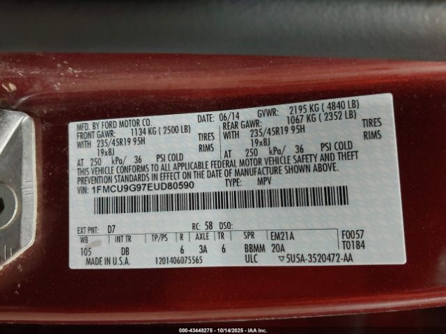 2014 FORD ESCAPE 1FMCU9G97EUD80590 Photo 8