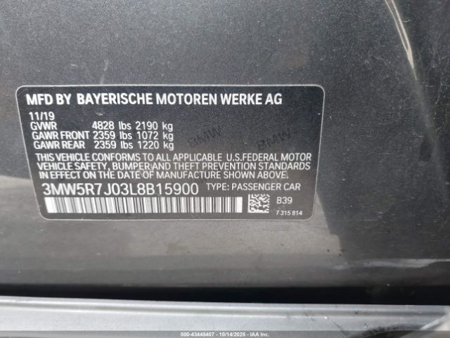 2020 BMW 3 SERIES 3MW5R7J03L8B15900 Photo 8