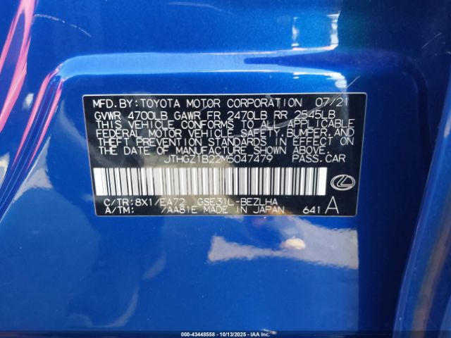 2021 LEXUS IS 350 JTHGZ1B22M5047479 Photo 8