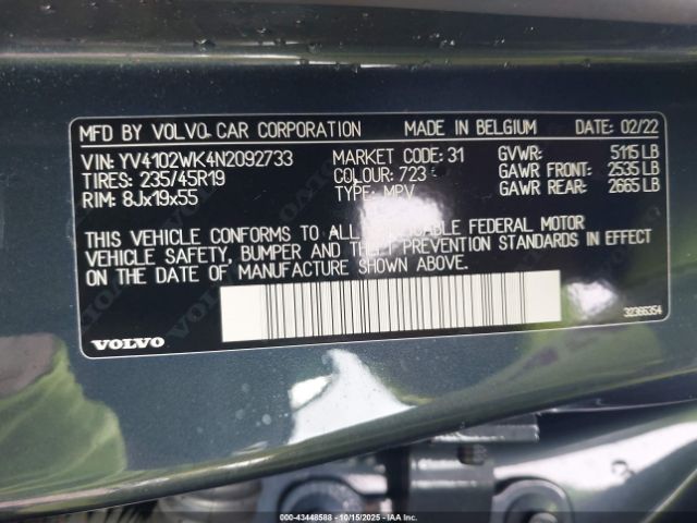 2022 VOLVO V60 CROSS COUNTRY YV4102WK4N2092733 Photo 8
