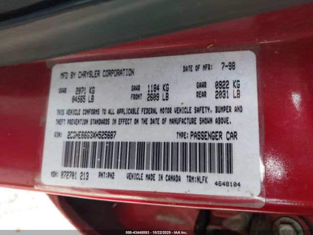 1999 CHRYSLER 300M 2C3HE66G3XH525687 Photo 8