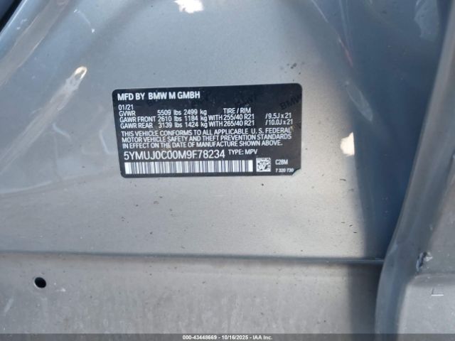 2021 BMW X4 M 5YMUJ0C00M9F78234 Photo 8