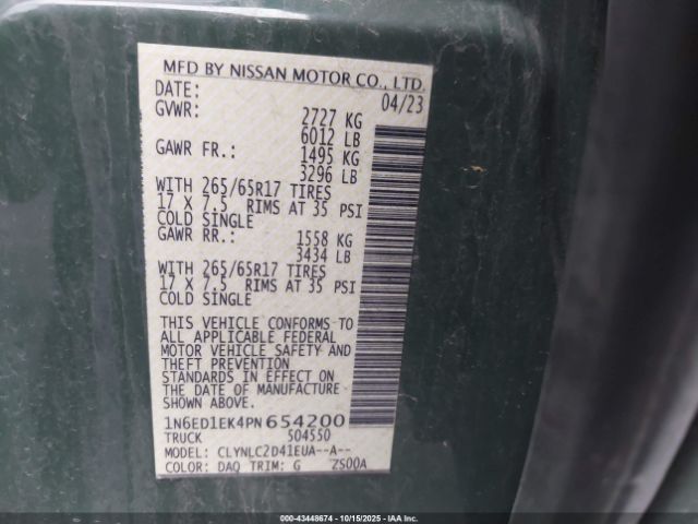 2023 NISSAN FRONTIER 1N6ED1EK4PN654200 Photo 8