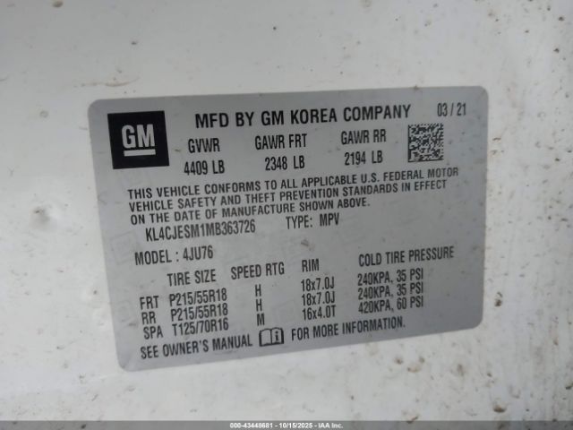 2021 BUICK ENCORE KL4CJESM1MB363726 Photo 8