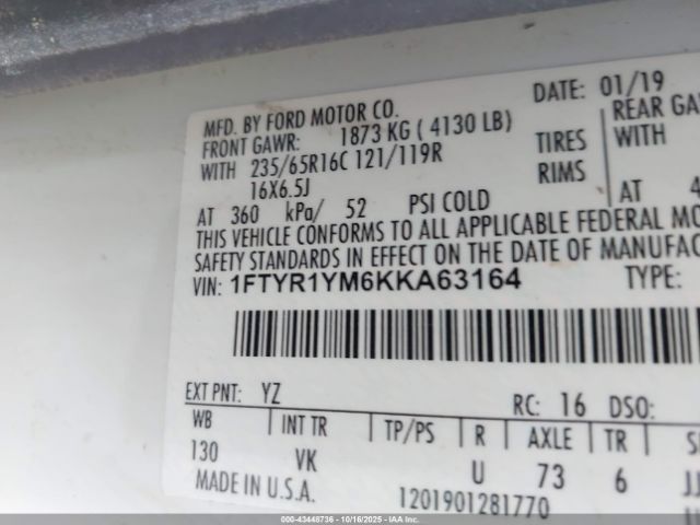 2019 FORD TRANSIT-250 1FTYR1YM6KKA63164 Photo 8