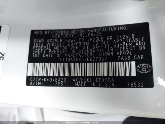 2025 TOYOTA CAMRY 4T1DAACK5SU627057 Photo 8