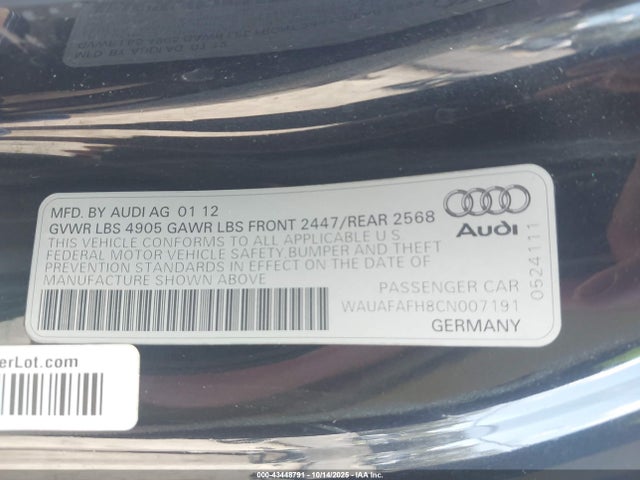 2012 AUDI A5 WAUAFAFH8CN007191 Photo 8