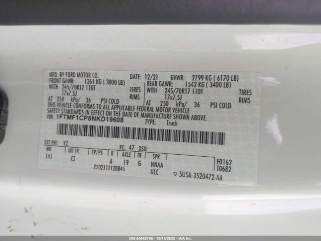 2022 FORD F-150 1FTMF1CP8NKD19608 Photo 8