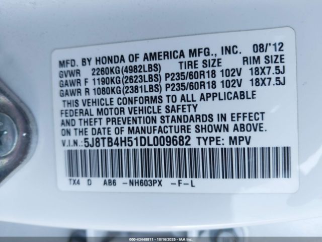 2013 ACURA RDX 5J8TB4H51DL009682 Photo 8