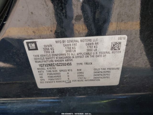 2016 GMC SIERRA 1500 1GTV2NEC1GZ292456 Photo 8