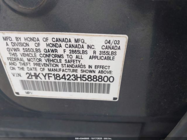 2003 HONDA PILOT 2HKYF18423H588800 Photo 8