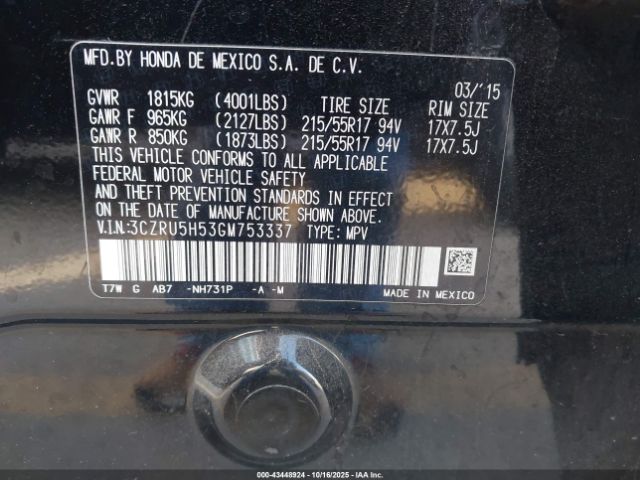 2016 HONDA HR-V 3CZRU5H53GM753337 Photo 8