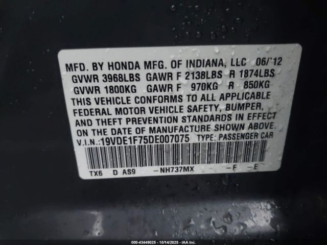 2013 ACURA ILX 19VDE1F75DE007075 Photo 8