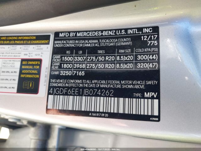 2018 MERCEDES-BENZ GLS 450 4JGDF6EE1JB074262 Photo 8