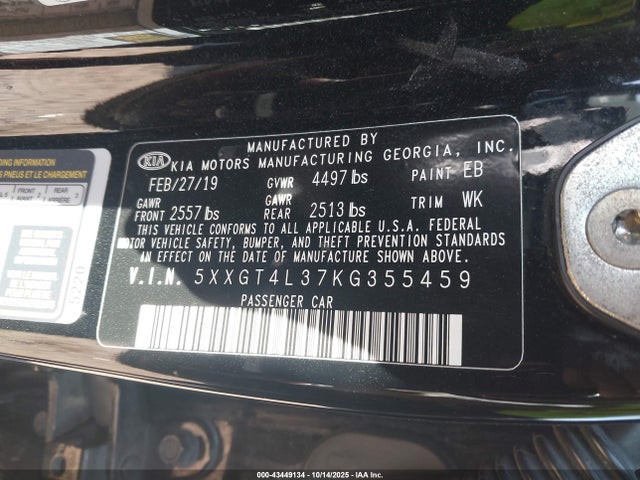 KIA gdi 2019 5XXGT4L37KG355459 Image 9