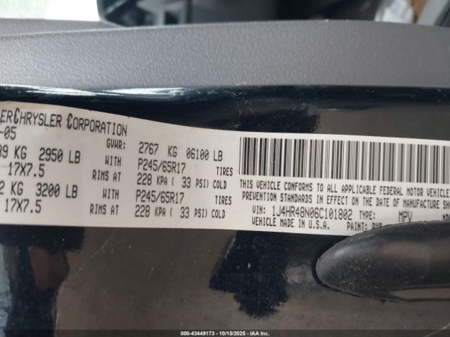 2006 JEEP GRAND CHEROKEE 1J4HR48N06C101802 Photo 8