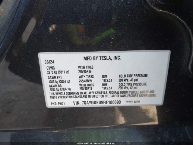 2024 TESLA MODEL Y 7SAYGDED9RF186690 Photo 8