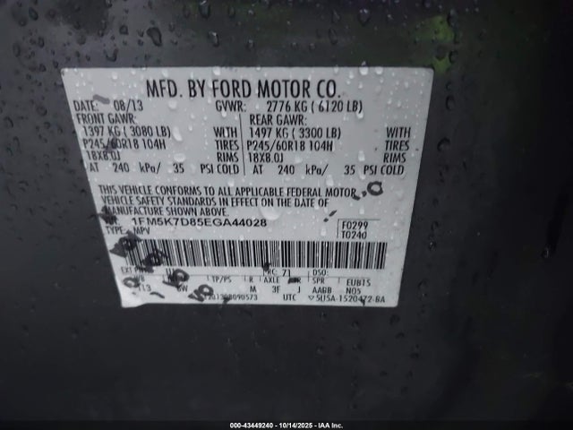 1FM5K7D85EGA44028 Ford 2014