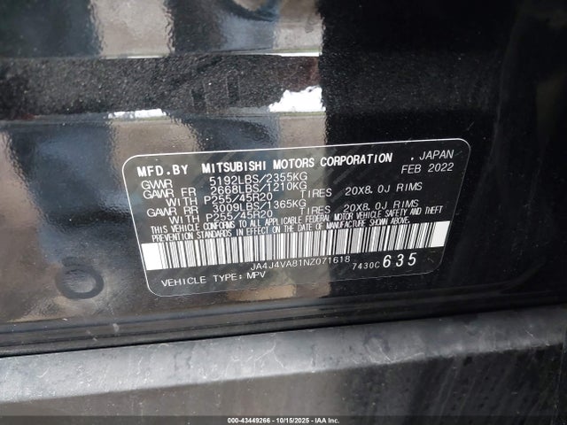 2022 MITSUBISHI OUTLANDER JA4J4VA81NZ071618 Photo 8