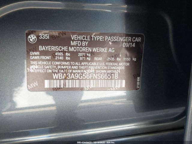 2015 BMW 335I WBA3A9G56FNS66518 Photo 8