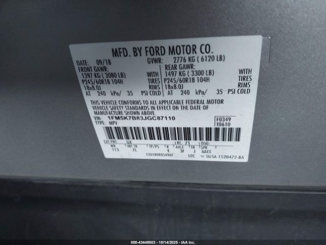 2018 FORD EXPLORER 1FM5K7B83JGC87110 Photo 8