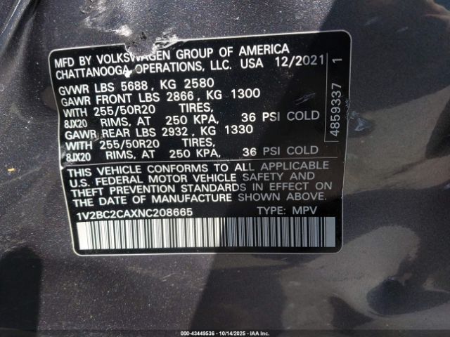 2022 VOLKSWAGEN ATLAS CROSS SPORT 1V2BC2CAXNC208665 Photo 8