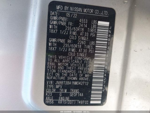 2022 NISSAN ROGUE JN8BT3BA1NW042712 Photo 8