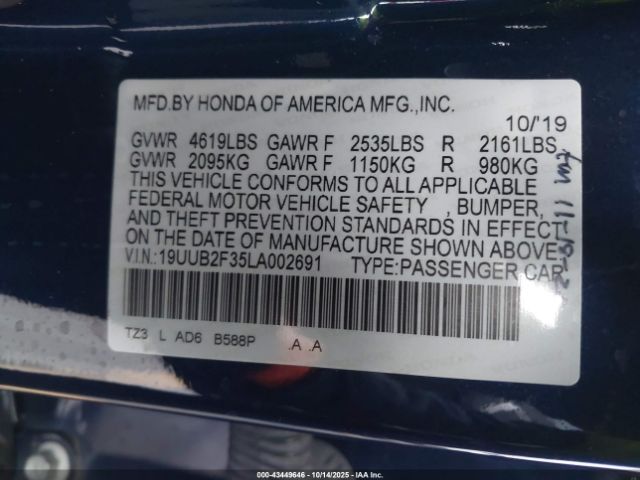 2020 ACURA TLX 19UUB2F35LA002691 Photo 8