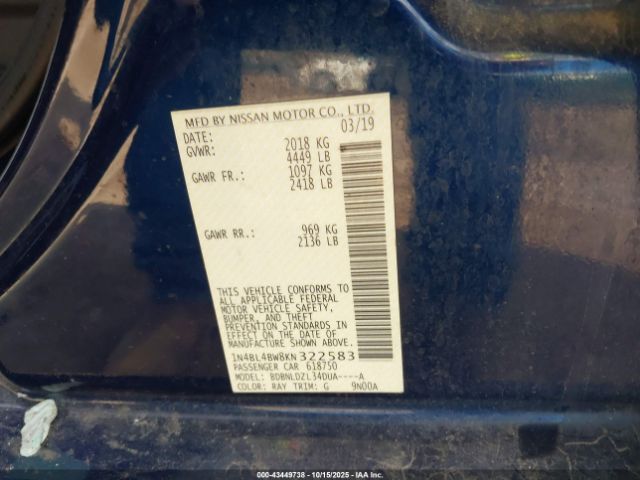 2019 NISSAN ALTIMA 1N4BL4BW8KN322583 Photo 8