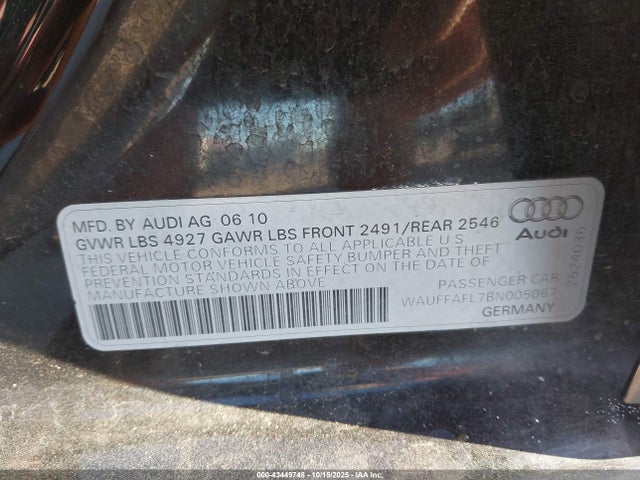2011 AUDI A4 WAUFFAFL7BN005067 Photo 8