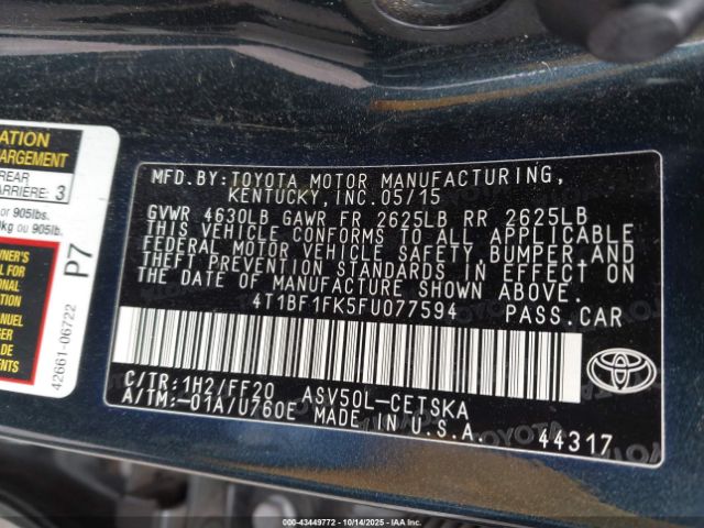 2015 TOYOTA CAMRY 4T1BF1FK5FU077594 Photo 8
