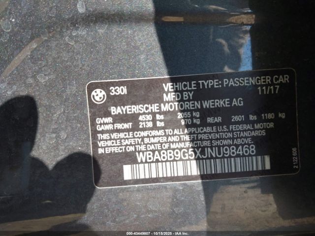 2018 BMW 330I WBA8B9G5XJNU98468 Photo 8