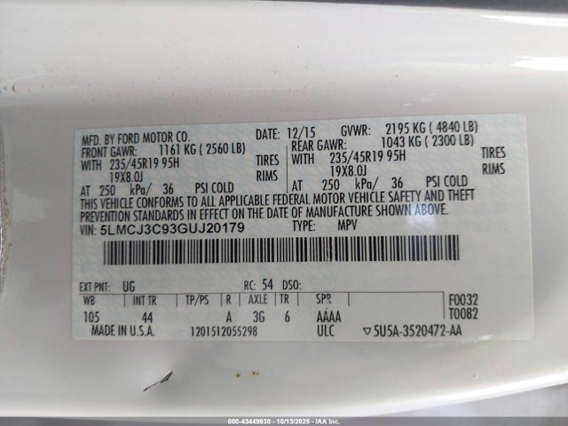 Lincoln MKC 2016 5LMCJ3C93GUJ20179 Image 9